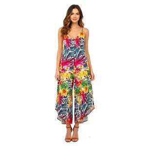 Pano Womens Romper Jumpsuit Sz Large Floral Tropical Vacation Hawaiian Travel